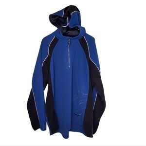 Zeroxposur Men's Hooded 1/4 Zip Sweatshirt, Black and Blue Fleece Hoodie Sz XL
